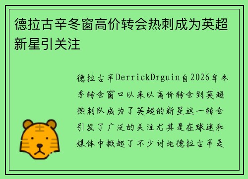 德拉古辛冬窗高价转会热刺成为英超新星引关注